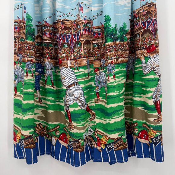 Vintage Sharon Young Baseball Print Skirt Retro Sports Theme 12 Made in USA - Picture 7 of 12